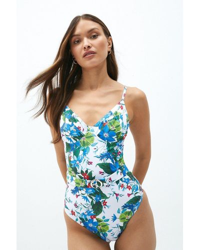 Coast Belted Floral Swimsuit - Blue