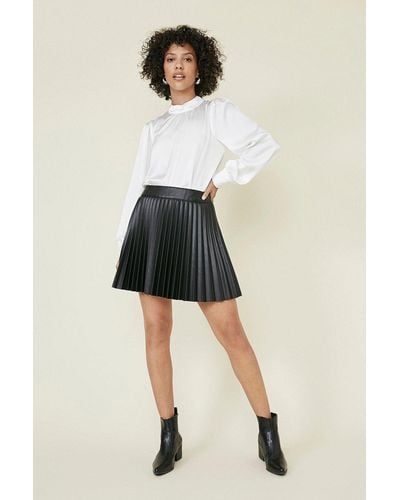 Oasis Pleated Faux Leather Mini Skirt - Natural