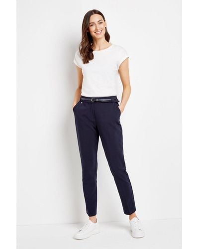 Wallis Navy Belted Cigarette Trousers - Blue