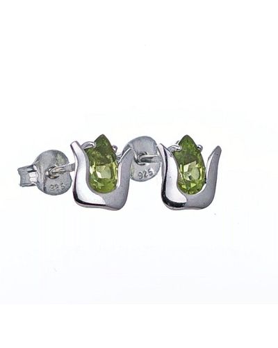 Ojewellery Peridot Earrings Studs Tulip Flower - Green