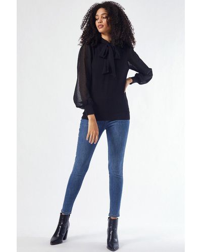 Dorothy Perkins Black Pussybow 2 In 1 Jumper - Blue