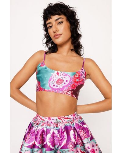 Nasty Gal Floral Structured Camisole - Pink