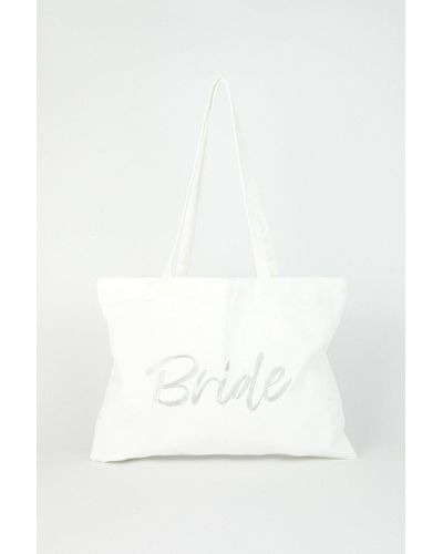 Coast Embroidered Bride Tote Bag - White