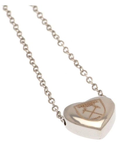 West Ham United Fc Stainless Steel Heart Necklace & Pendant - Metallic