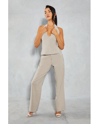 MissPap Low Rise Straight Leg Trousers - White