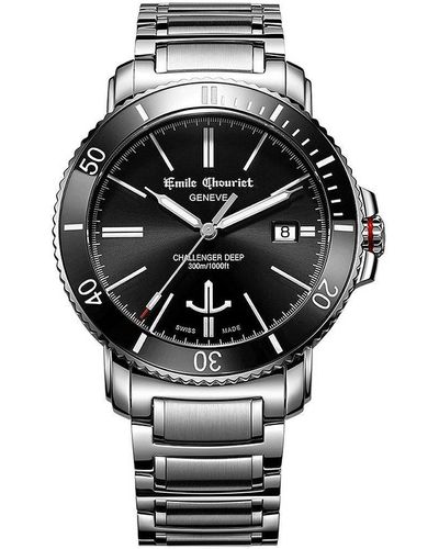 Emile Chouriet Challenger Deep Stainless Steel Luxury Watch - 08.1169.g.6.aw.58.6 - Black