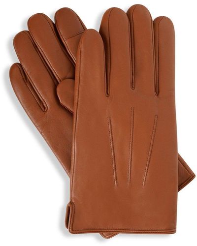 Barneys Originals Gift Boxed Tan Real Leather Gloves - Brown