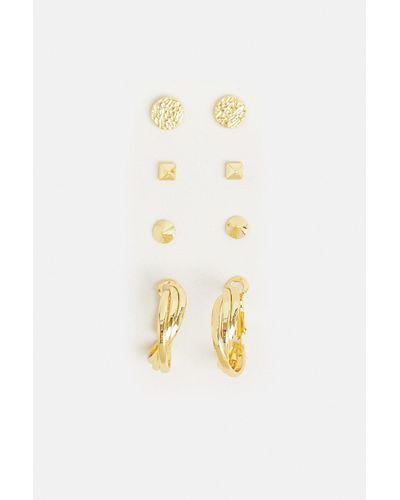 Karen Millen Gold Plated Diamante And Hoop Stud Pack - Metallic