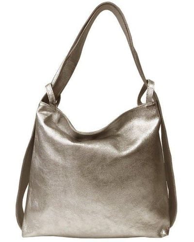 Sostter Bronze Metallic Leather Convertible Tote Backpack - Bxndl - Grey