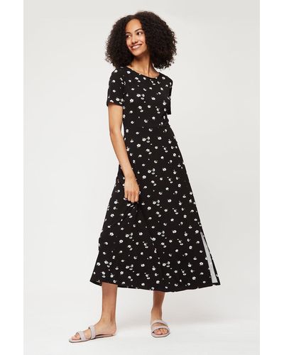 Dorothy Perkins Tall Black Floral Jersey Midi Dress