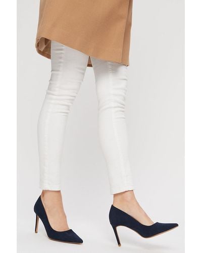 Dorothy Perkins Blue Suedette Dash Pointed Court Shoe - White