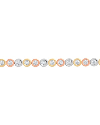 Jewelco London 9ct 3-colour Gold Cz Bubble Donut Eternity Tennis Bracelet - Jbb406 - Multicolour