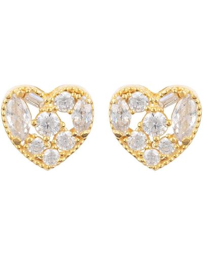 LÁTELITA London Heart Sparkling Stud Earrings Gold - White