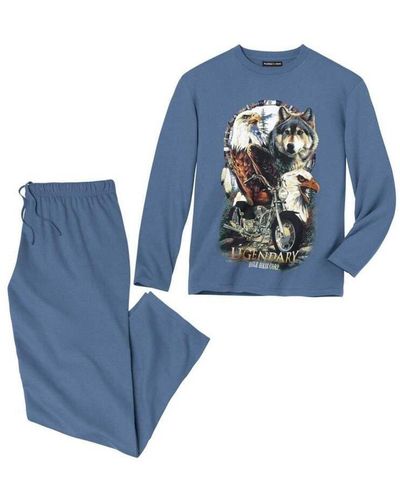 Atlas For Men Legendary Wolf Long Pyjama Set - Blue