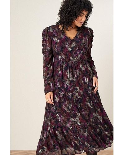 Monsoon 'blake' Tiered Midi Dress - Purple