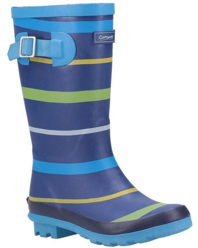 Cotswold 'stripe' Rubber Wellington Boots - Blue