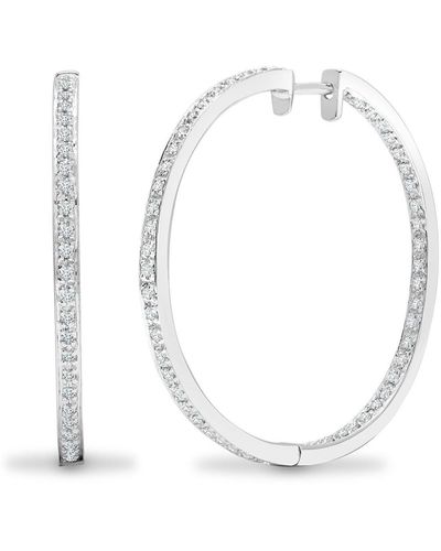 Jewelco London 9ct White Gold 0.8ct Diamond Eternity Hoop Earrings 37mm - 9e048