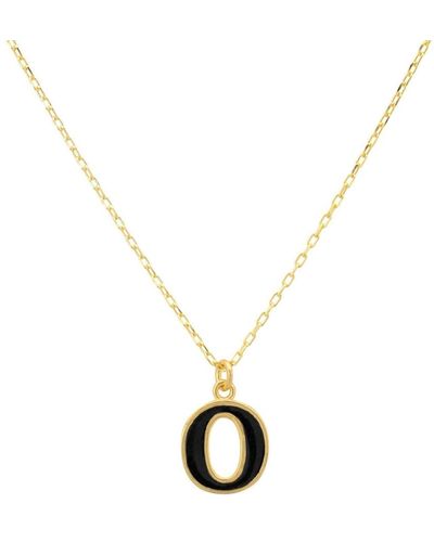 LÁTELITA London Initial Enamel Necklace Gold O - Black