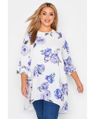 Yours Flute Sleeve Tunic - Blue