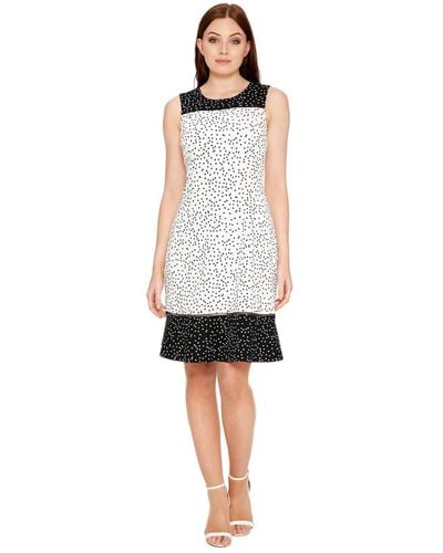 Roman Polka Dot Fit And Flare Dress - White
