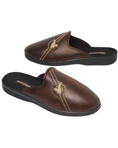 Atlas For Men Faux Leather Slippers - Brown