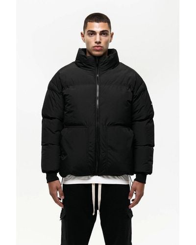 Good For Nothing Zip Through Funnel Neck Puffer Jacket - Black