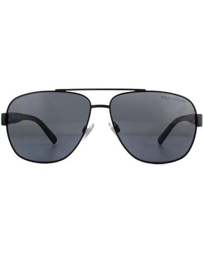 Polo Ralph Lauren Aviator Semi Shiny Black Grey Polarized Sunglasses