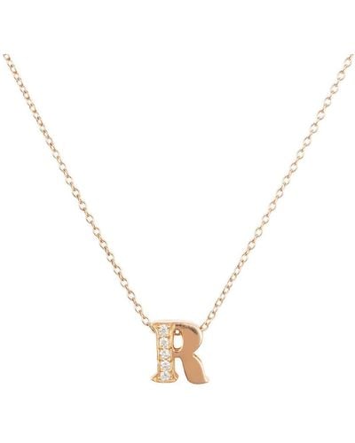 LÁTELITA London Diamond Initial Letter Pendant Necklace Rose Gold R - White