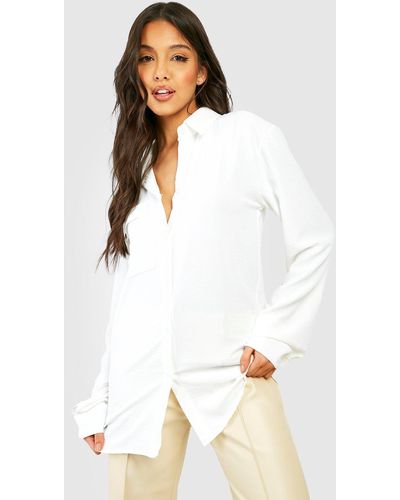 Boohoo Hammered Pocket Detail Relaxed Fit Shirt - White