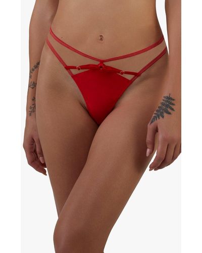 Playful Promises Ramona Red Caged Open Backthong