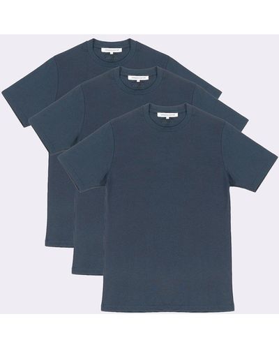 Jameson Carter 'element' 3-pack Cotton Plain T-shirts With Rear Rubber Print - Blue