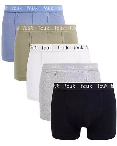 French Connection 5 Pack Cotton Boxers - Blue
