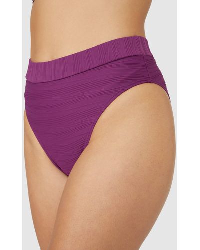 Gorgeous Textured Mid Waist Bikini Pant - Purple