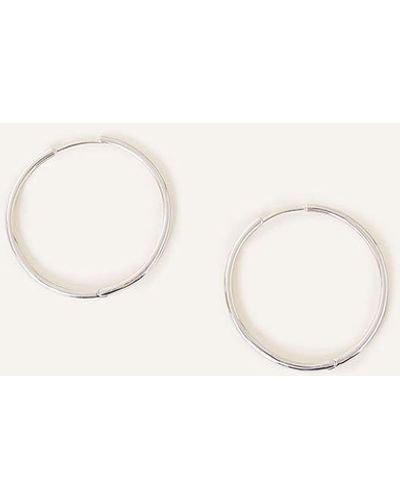Accessorize Sterling Silver-plated 4cm Hoops - Natural