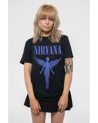 Nirvana Angelic Blue Mono Boyfriend Fit T Shirt