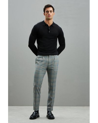 Burton Skinny Fit Aqua Bold Check Suit Trousers - Grey