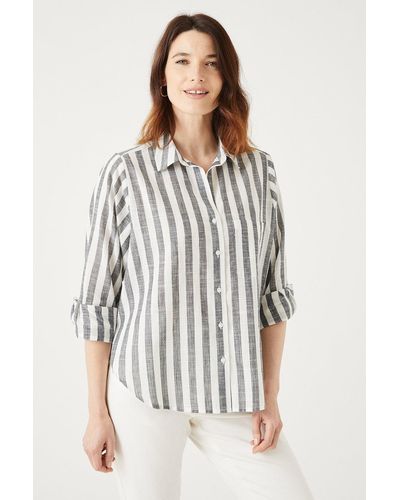 MAINE Mono Stripe Shirt - White