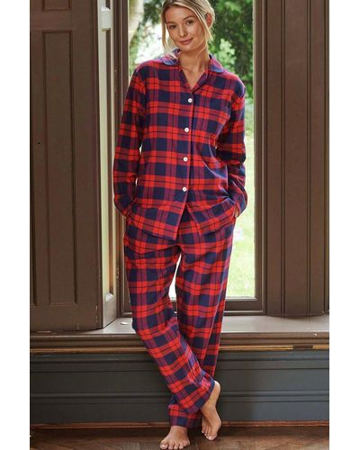 British Boxers 'dumbarton' Tartan Brushed Cotton Pyjama Set - Red