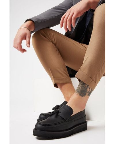 Burton Black Tassel Loafers With Chunky Sole