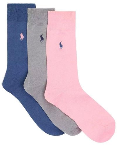 Polo Ralph Lauren 3 Pack Mercerised Cotton Sock - Pink