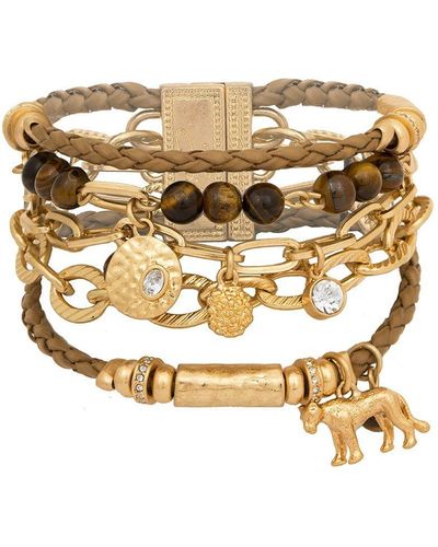 Bibi Bijoux Gold 'lioness Spirit' Layered Bracelet - Metallic