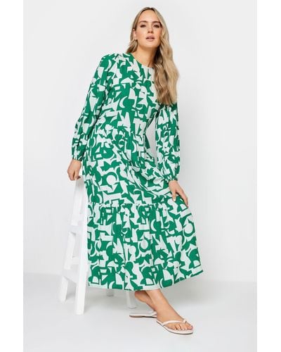 Long Tall Sally Tall Abstract Print Tiered Maxi Dress - Green