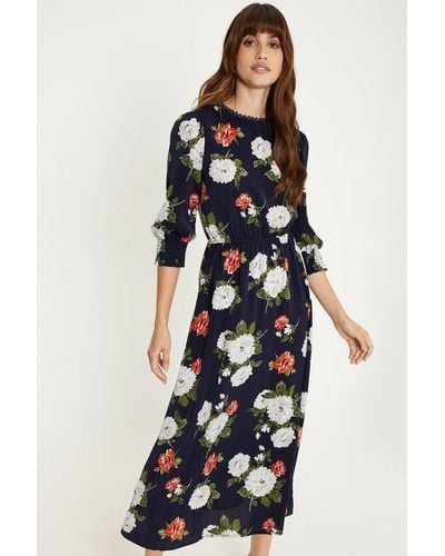 Oasis blue bloom chiffon midi clearance dress