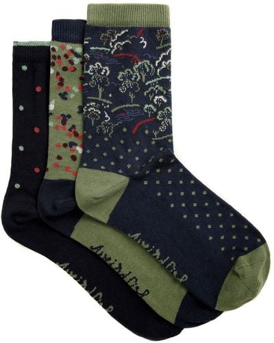 Weird Fish Parade Patterned Socks 3 Pack - Blue