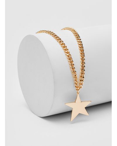 Nasty Gal Star Pendant Curb Chain Necklace - White