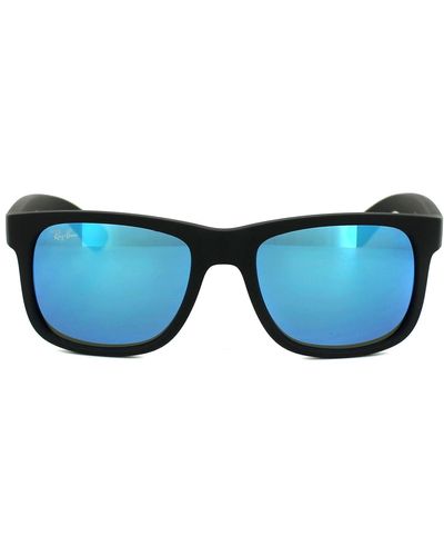 Ray-Ban Rectangle Black Blue Mirror Sunglasses