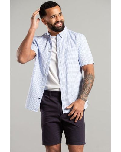 French Connection Cotton Short Sleeve Gingham Shirt - White