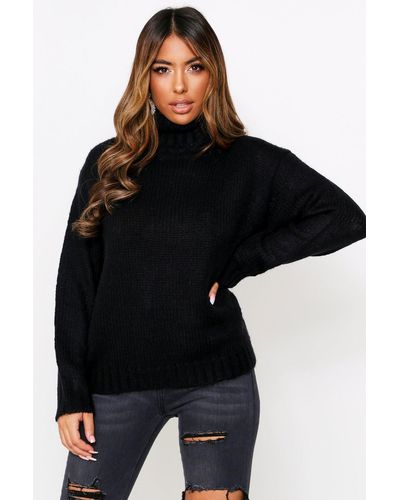 MissPap Loose Fit Roll Neck Jumper - Black