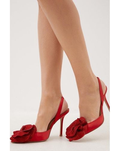Karen Millen Diamante Floral Stiletto Heel - Red
