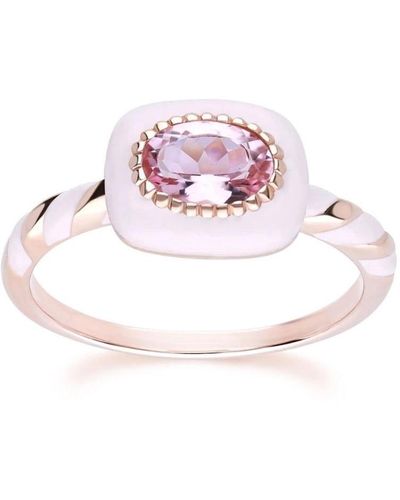 Gemondo Pink Tourmaline & Enamel Rose Gold Plated Sterling Silver Siberian Waltz Ring